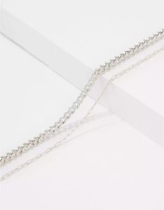 American Eagle AEO Silver Chain Necklace 2-Pack Schmuck Herren Silber | LXKRA1586