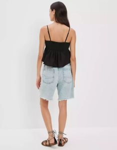 American Eagle AE Babydoll Cami Hemd Damen Schwarz | QXCDZ7824