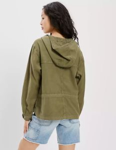American Eagle AE Baumwoll Popover Jacken Damen Olivgrün | AQWJZ6041