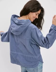 American Eagle AE Baumwoll Popover Jacken Damen Blau | MZHBN6130