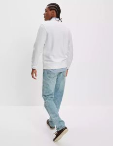 American Eagle AE Bonfire Fleece Crew Neck Sweatshirts Herren Weiß | WQKEP0145