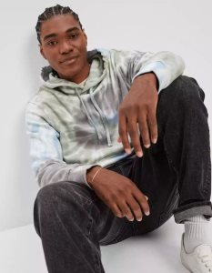 American Eagle AE Bonfire Fleece Tie-Dye Hoodie Herren Mehrfarbig | MLUZH8426