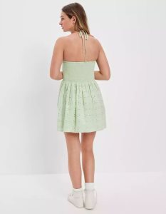American Eagle AE Cinch Halter Minikleid Damen Grün | XDNCR3671