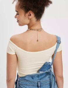 American Eagle AE Cinch Off-the-Shoulder Tee T-shirts Damen Weiß | OWPQS5423
