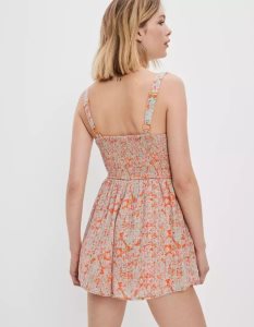 American Eagle AE Corset Romper Overall Damen Orange | XEGUC3842
