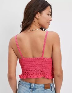 American Eagle AE Crochet Tie-Front Cami Strickjacke Damen Rosa | FNGUY6293