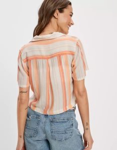 American Eagle AE Cropped Resort Hemd Damen Orange | WSDPG7021