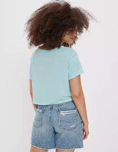 American Eagle AE Cropped Soft & Sexy Pocket Tee T-shirts Damen Türkis | OYBUL6804