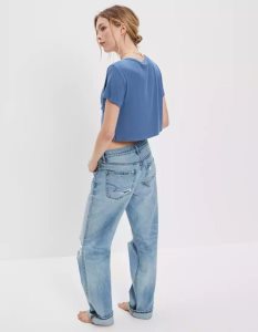 American Eagle AE Cropped Soft & Sexy Pocket Tee T-shirts Damen Indigo | SUPKI0175