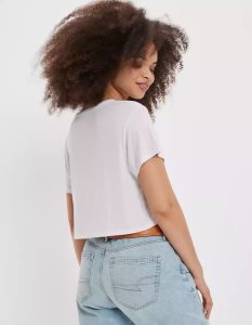 American Eagle AE Cropped Soft & Sexy Pocket Tee T-shirts Damen Weiß | UNHGS0236
