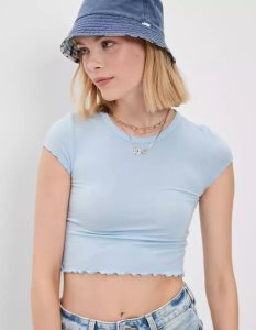 American Eagle AE Cropped Soft & Sexy Tee T-shirts Damen Hellblau | KMSVP0728