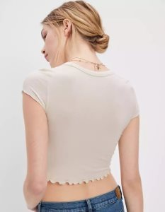 American Eagle AE Cropped Soft & Sexy Tee T-shirts Damen Weiß | ZUDQP5821