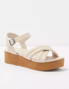American Eagle AE Crossover Gepolstert Sandal Keilabsatz Damen Beige Khaki | GNFER8235