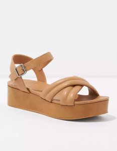 American Eagle AE Crossover Gepolstert Sandal Keilabsatz Damen Braun | YKJTO0348