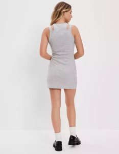 American Eagle AE Cut-Out Tank Minikleid Damen Grau | ORXIK5483