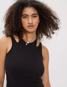 American Eagle AE Cut-Out Tank Minikleid Damen Schwarz | TFNGO8106