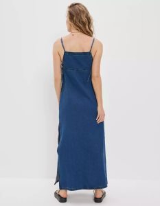 American Eagle AE Denim High Neck Midi-kleid Damen Waschen | RDAFM5302