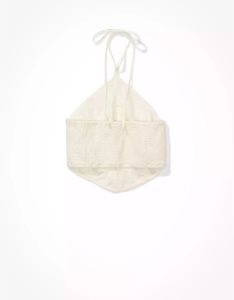 American Eagle AE Embroidered Halter Top Hemd Damen Weiß | FDMLB0526