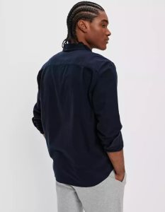 American Eagle AE Everyday Oxford Button-Up Shirt Flanell Tops Herren Dunkelgrau | HEVUO1796