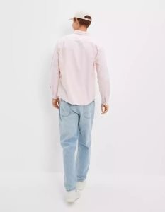 American Eagle AE Everyday Oxford Button-Up Shirt Flanell Tops Herren Rosa | LFXBV9463