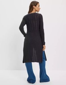 American Eagle AE Extra Long Knit Strickjacke Damen Schwarz | MOBEN2706