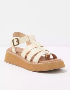 American Eagle AE Fisherman Sandal Keilabsatz Damen Beige Khaki | ZRSIB3126