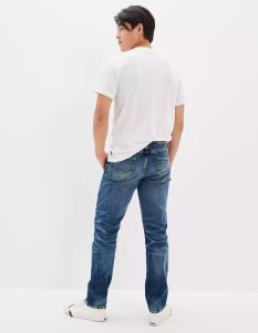 American Eagle AE Flex Turn Gerade Jeans Herren Blau | DHBXN7306