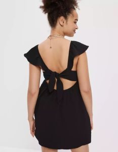 American Eagle AE Flutter-Sleeve Minikleid Damen Schwarz | HICLE3854