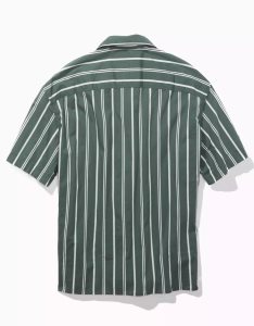 American Eagle AE Gestreift Button-Up Poolside Shirt Flanell Tops Herren Grün | GTUBW8124