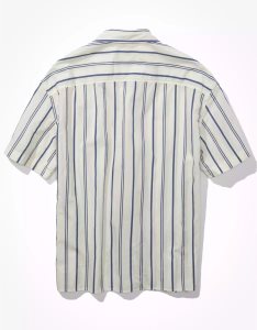 American Eagle AE Gestreift Button-Up Poolside Shirt Flanell Tops Herren Weiß | JXIGV3975