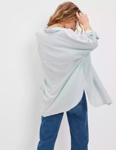 American Eagle AE Go Big Oversized Hemd Damen Blau | DCJUT9862