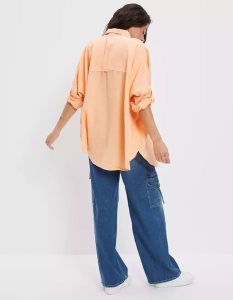 American Eagle AE Go Big Oversized Hemd Damen Orange | HSRJQ6217
