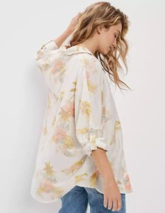 American Eagle AE Go Big Oversized Hemd Damen Weiß | SNWEV6410