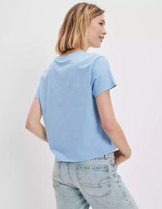 American Eagle AE Graphic Tee T-shirts Damen Blau | FZNRH1864