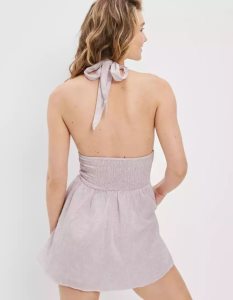 American Eagle AE Halter Ruched-Taille Romper Overall Damen Lavendel | GFDBH2305