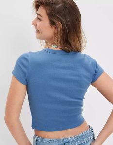 American Eagle AE Hey Baby Tee T-shirts Damen Indigo | MXJQL9416