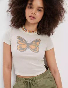 American Eagle AE Hey Baby Tee T-shirts Damen Weiß | WHMFT3945