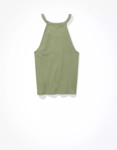 American Eagle AE High Neck Cut-Out Halter Muskelshirt Damen Olivgrün | HPULA0214