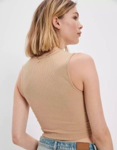 American Eagle AE High Neck Cut-Out Halter Muskelshirt Damen Braun | XUKBH1503