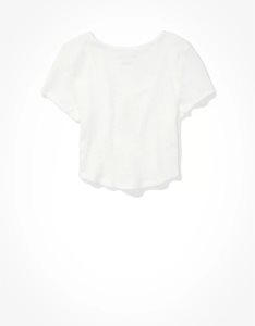 American Eagle AE Keyhole Baby Tee T-shirts Damen Weiß | LFVNJ7459