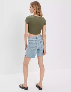 American Eagle AE Keyhole Baby Tee T-shirts Damen Grün | XIVAO4152