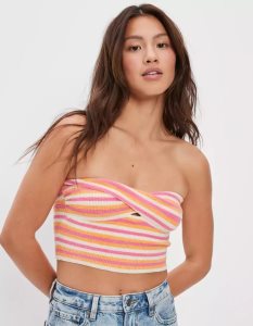 American Eagle AE Knit Twist Tube Top Pullover Damen Orange | VJENI3871