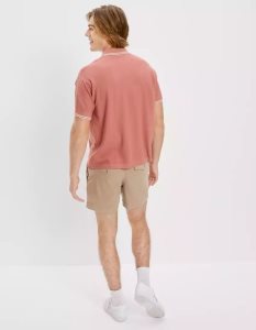 American Eagle AE Kurzes-Sleeve Pullover Polo Shirts Herren Rosa | KPFCV4827