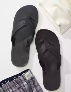 American Eagle AE Leder Flip Flops Herren Schwarz | YSATI4397