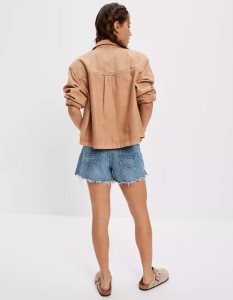 American Eagle AE Long-Sleeve Cargo Button-Up Hemd Damen Braun | FGKIJ3901