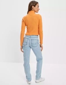 American Eagle AE Mock-Neck Double-Zip Strickjacke Damen Orange | XYSAZ9784