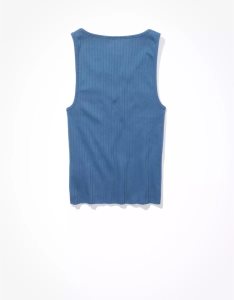 American Eagle AE Notch Neck Muskelshirt Damen Blau | DSZCI6321