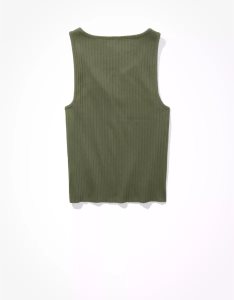 American Eagle AE Notch Neck Muskelshirt Damen Olivgrün | KZVMG5064