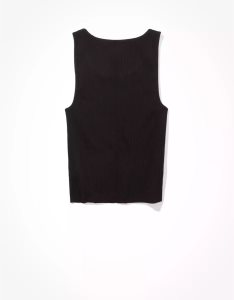 American Eagle AE Notch Neck Muskelshirt Damen Schwarz | OWEJZ7235