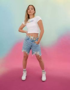 American Eagle AE Olivia Ponton Pride Graphic Tee T-shirts Damen Weiß | RYISN2930